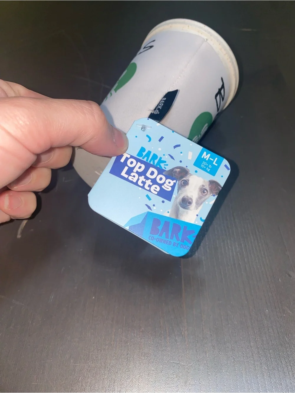 BARK Top Dog Latte Hide-A-Treat Rubber Coffee Cup Dog Toy M/L NWT